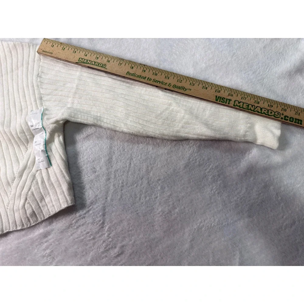 Wild Fable Women Cream Ribbed‎ Cropped Zipper Sweater Size M